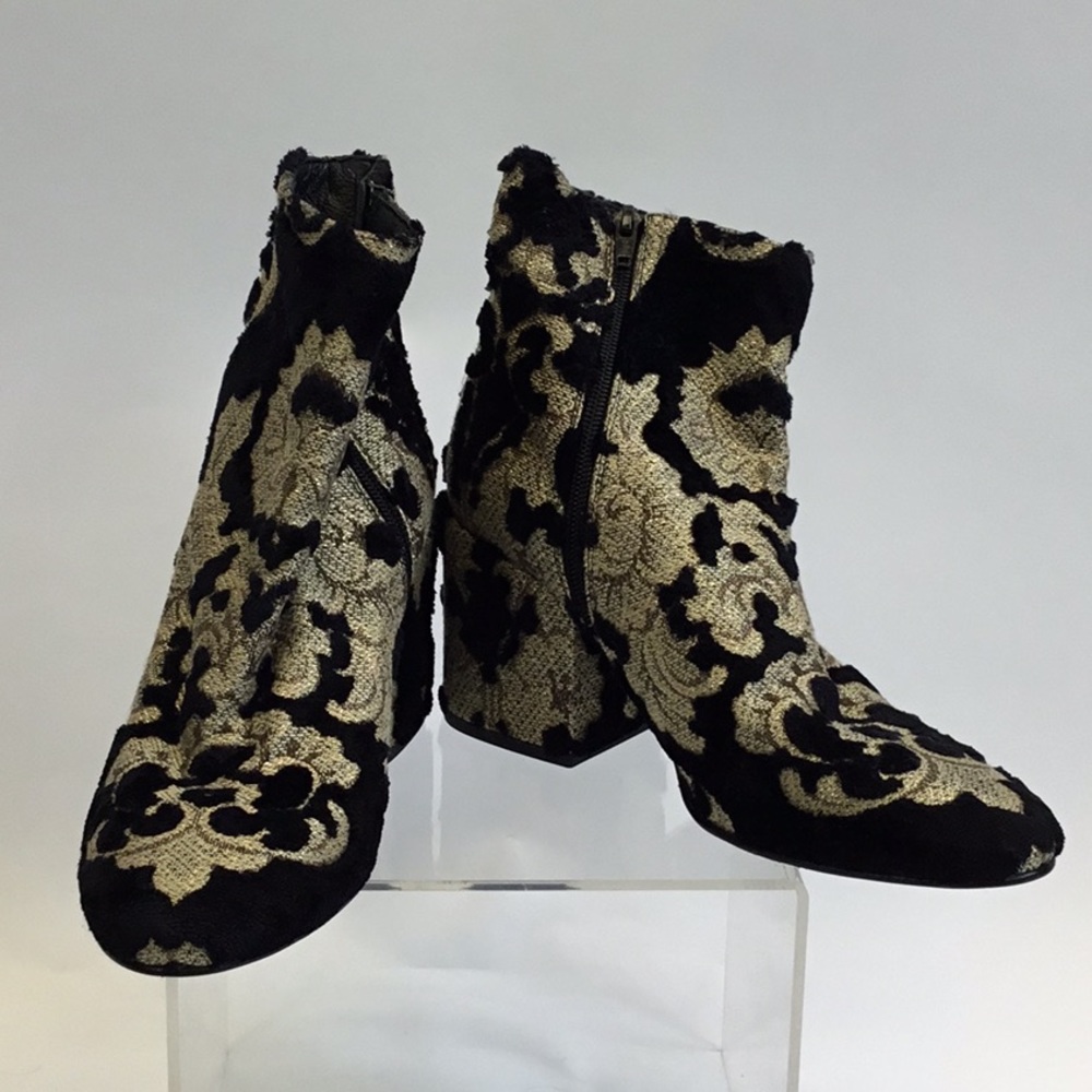 Strategia Black and Gold Ankle Boots NWT